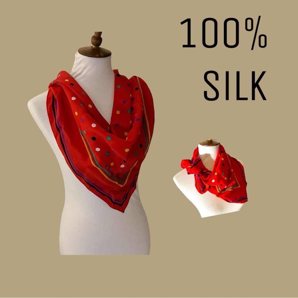 Christian Dior Authenticated 100% Silk Polka Dot Scarf Made in Japan 1980s - Picture 2 of 12